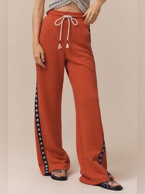 SUNDRY Vintage Terry Side-Stripe Wide-Leg Lounge Pants Large